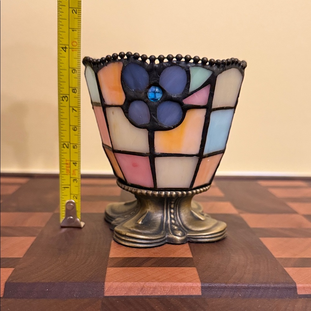 PartyLite Multicolor Stained Glass Candle Holder